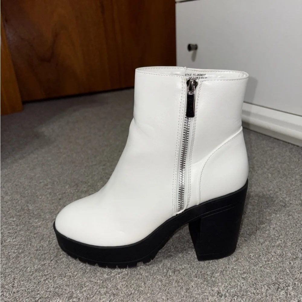 French Connection White Ankle Boots